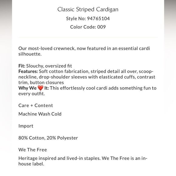 Free People We the Free Classic Striped Cardigan in Blue Combo - Picture 5 of 8